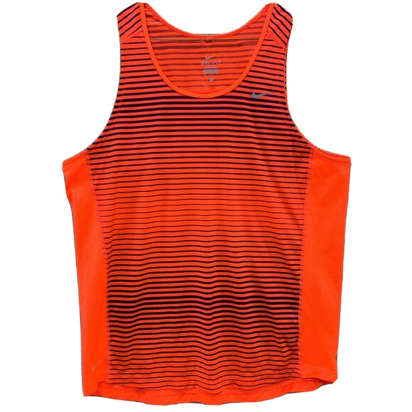 Nike Dri-Fit Striped Tank Top Sleeveless Scoop Neck Shirt Womens Large Striped - Picture 1 of 9